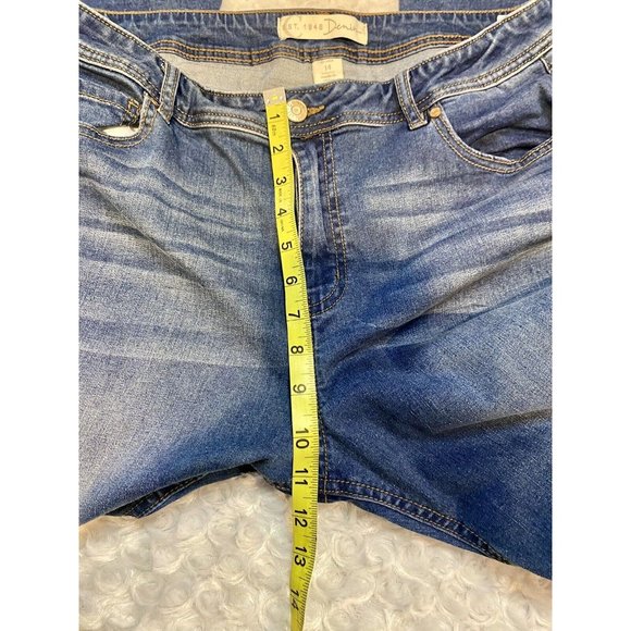 Est 1946 Denim Hi Rise Flared Leg Size 14 Jeans Raw Edge Stretch - Picture 10 of 16